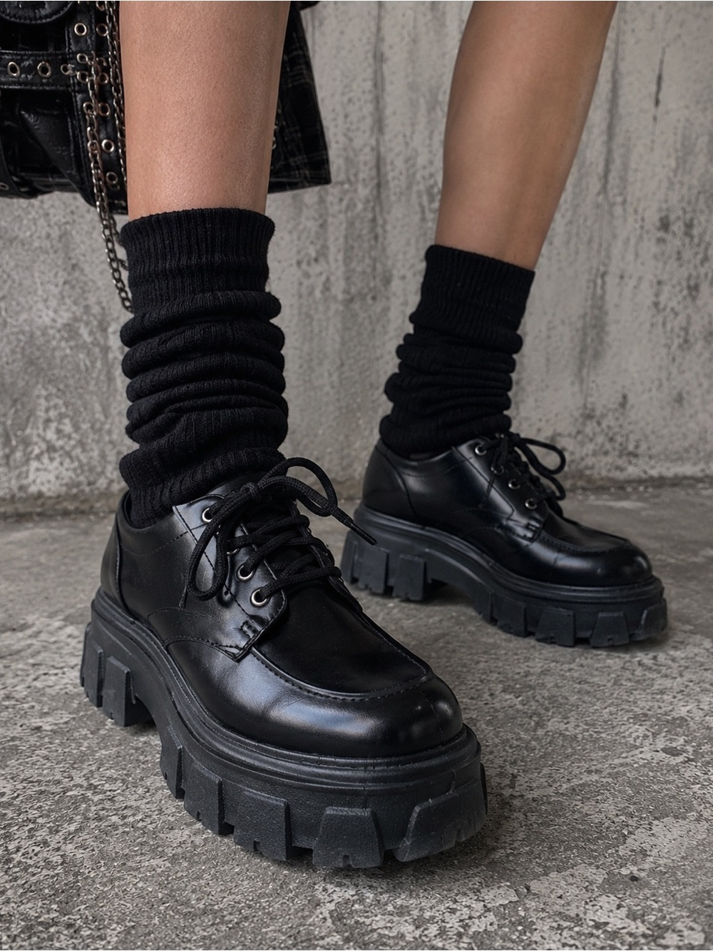 Princess Polly Y2K Mia Vegan Leather Platform Chunky Heels 90’S Grunge Oxfords 7